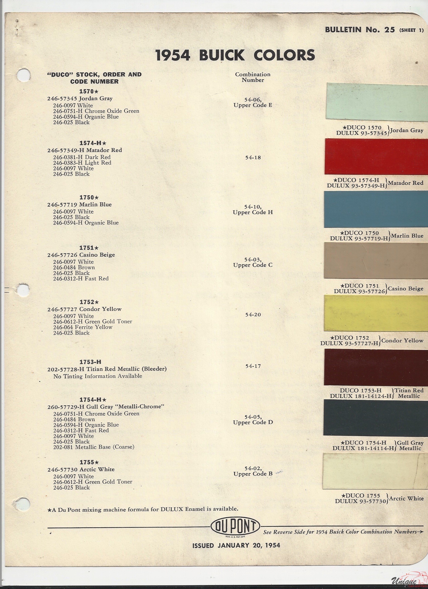 1954 Buick-1 Paint Charts